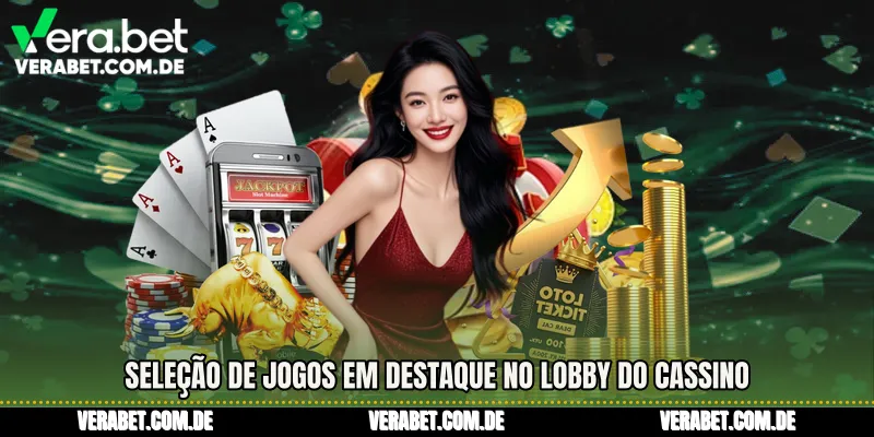 Seleção de jogos em destaque no lobby do Cassino